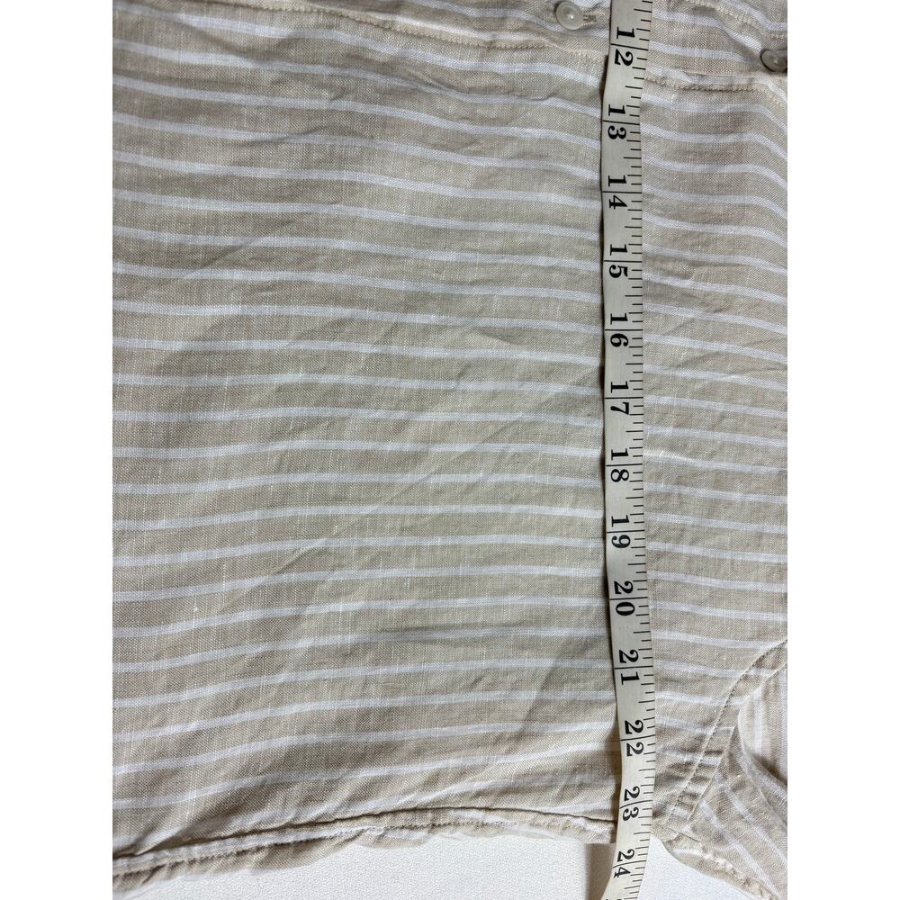 Uniqlo Womens Beige Premium Linen Shirt Striped Size XL Long Sleeve Button Down - Picture 7 of 8